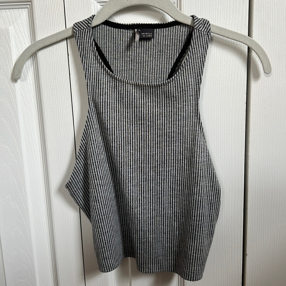 Sparkle & Fade Grey Racerback Ribbed Crop Top